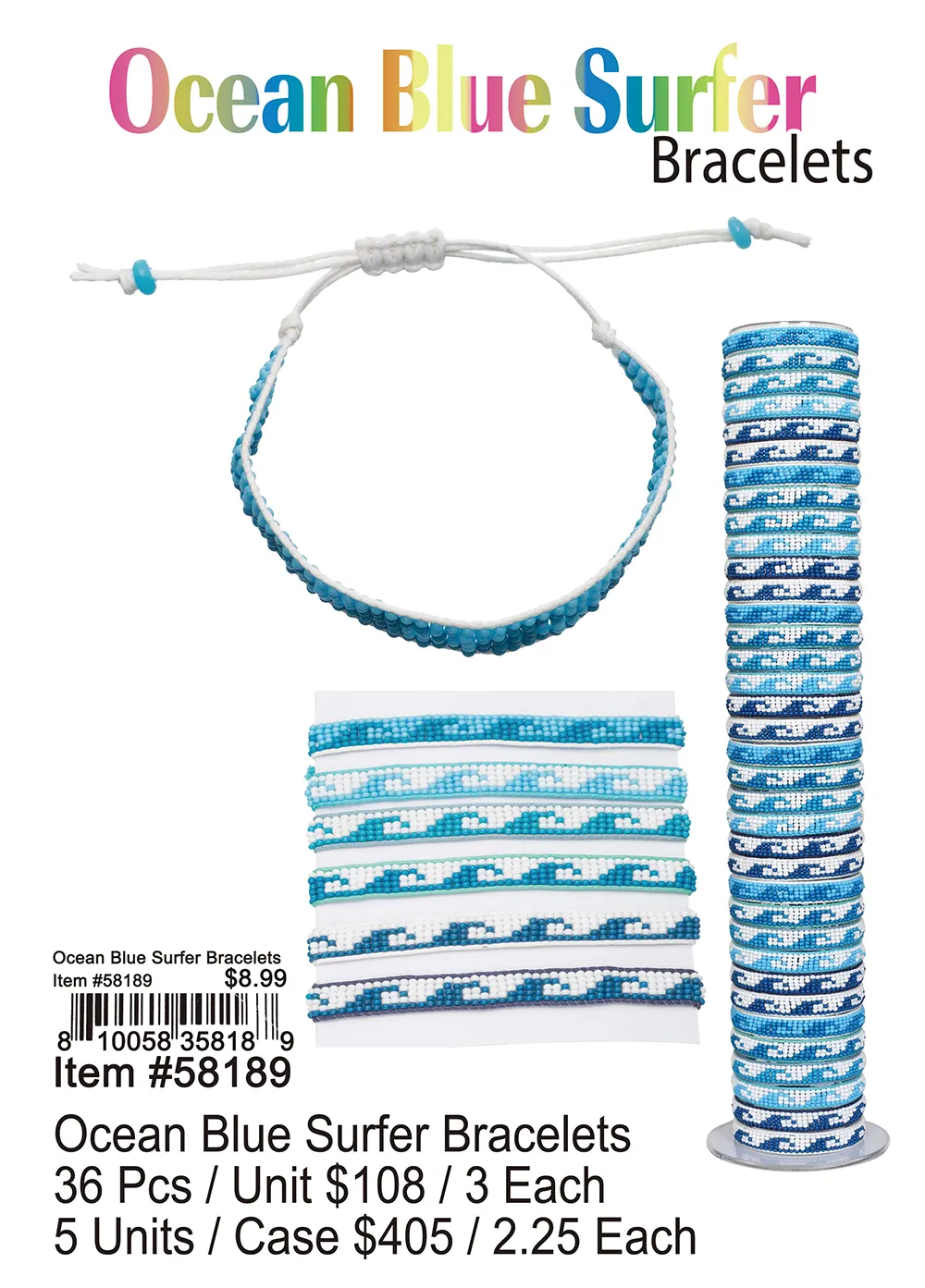 Ocean Blue Surfer Bracelets